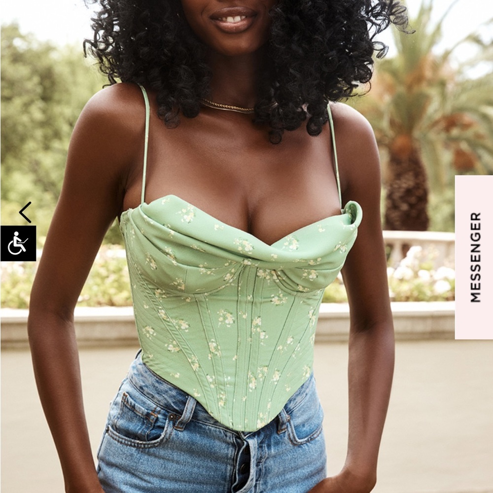 House of CB • OLIVE FLORAL DRAPED CORSET TOP MEDIUM